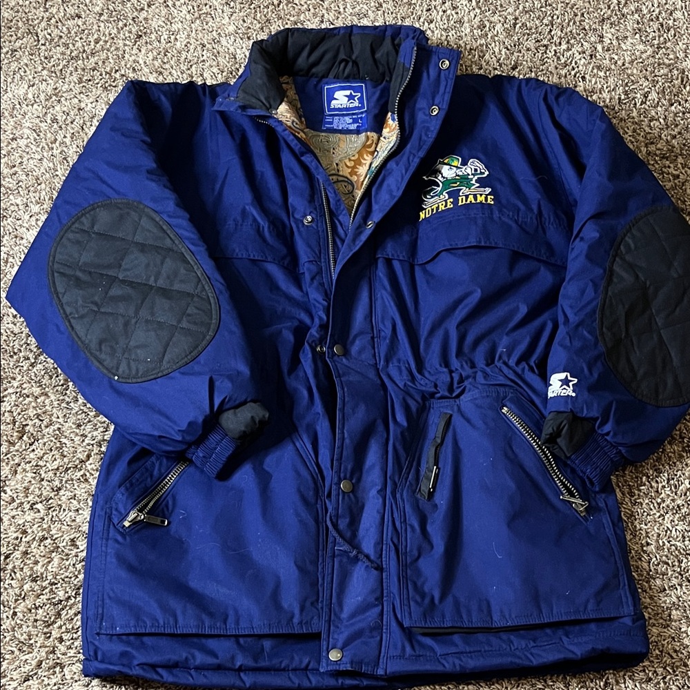 Vintage starter notre dame coat size L